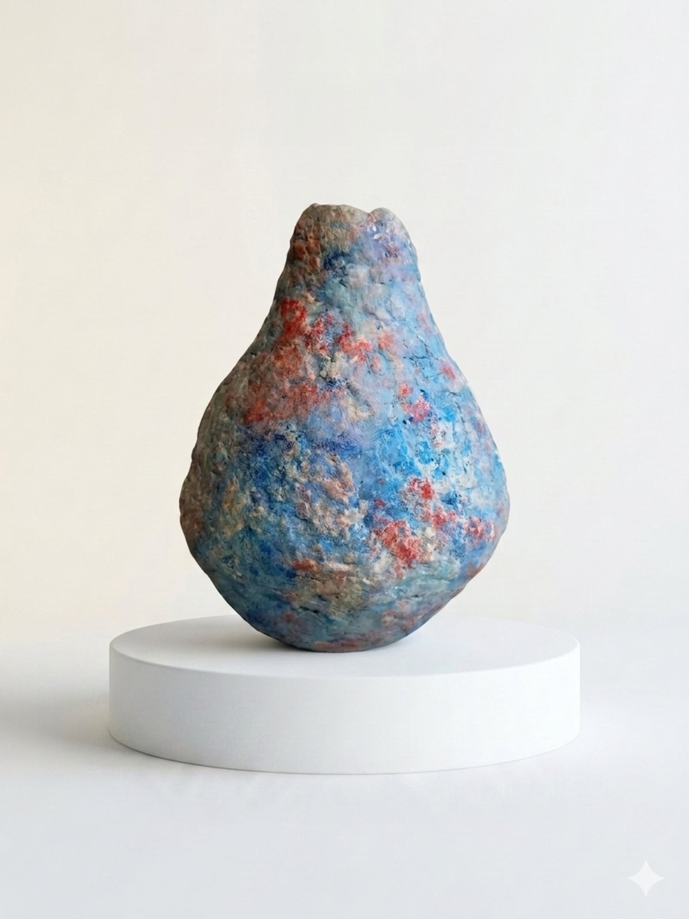 Hand Crafted Blue and Red Textured Vase